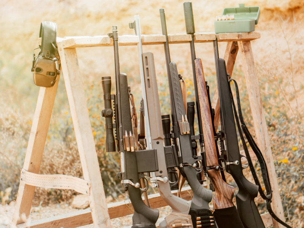 Rifle Rack on Range with 398 and 30-06