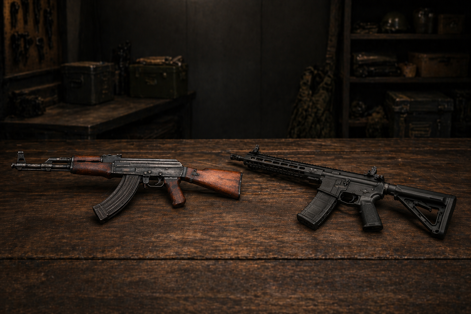AK and AR on table (AI image)