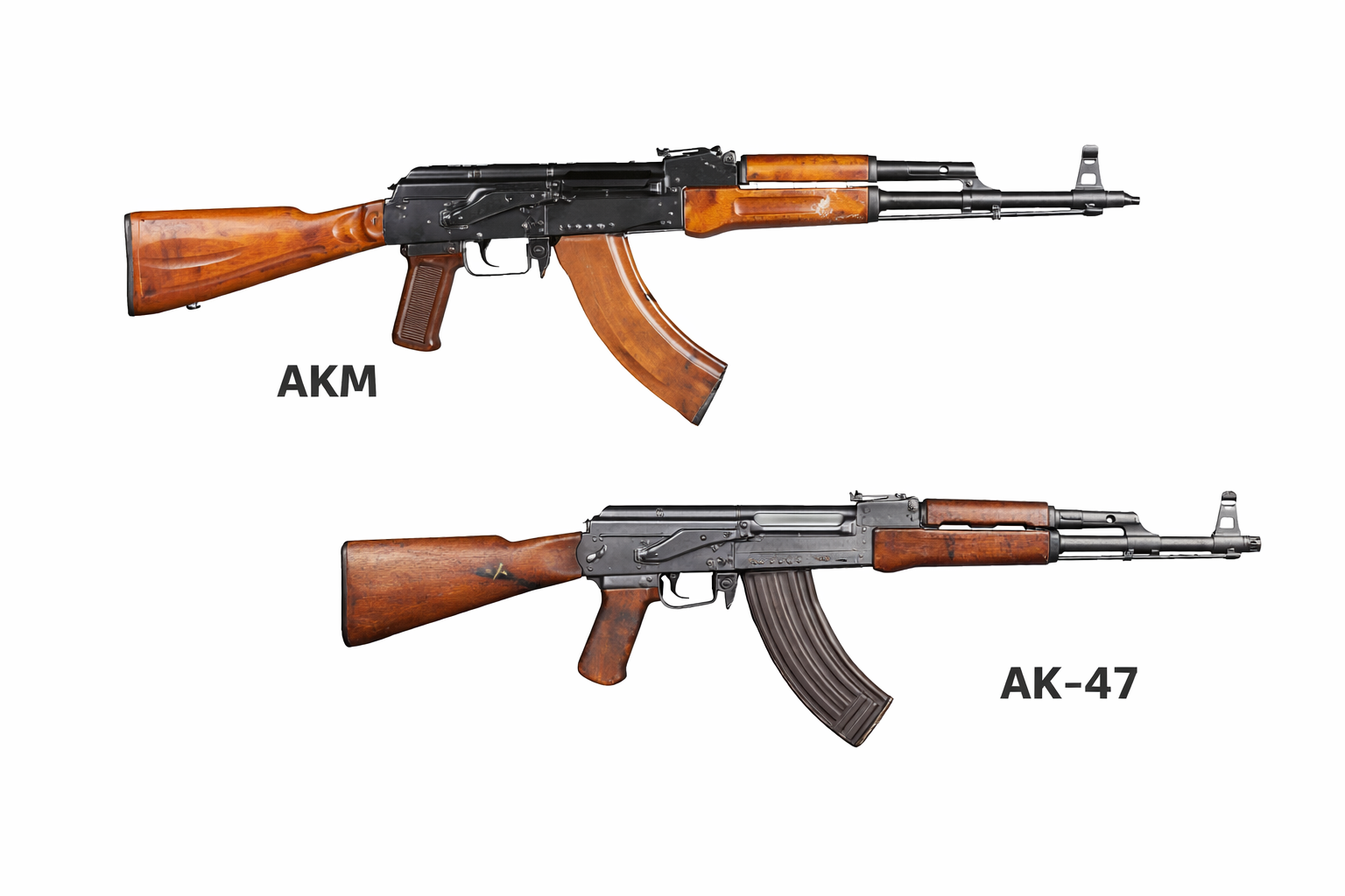 AKM and AK 47 side by side