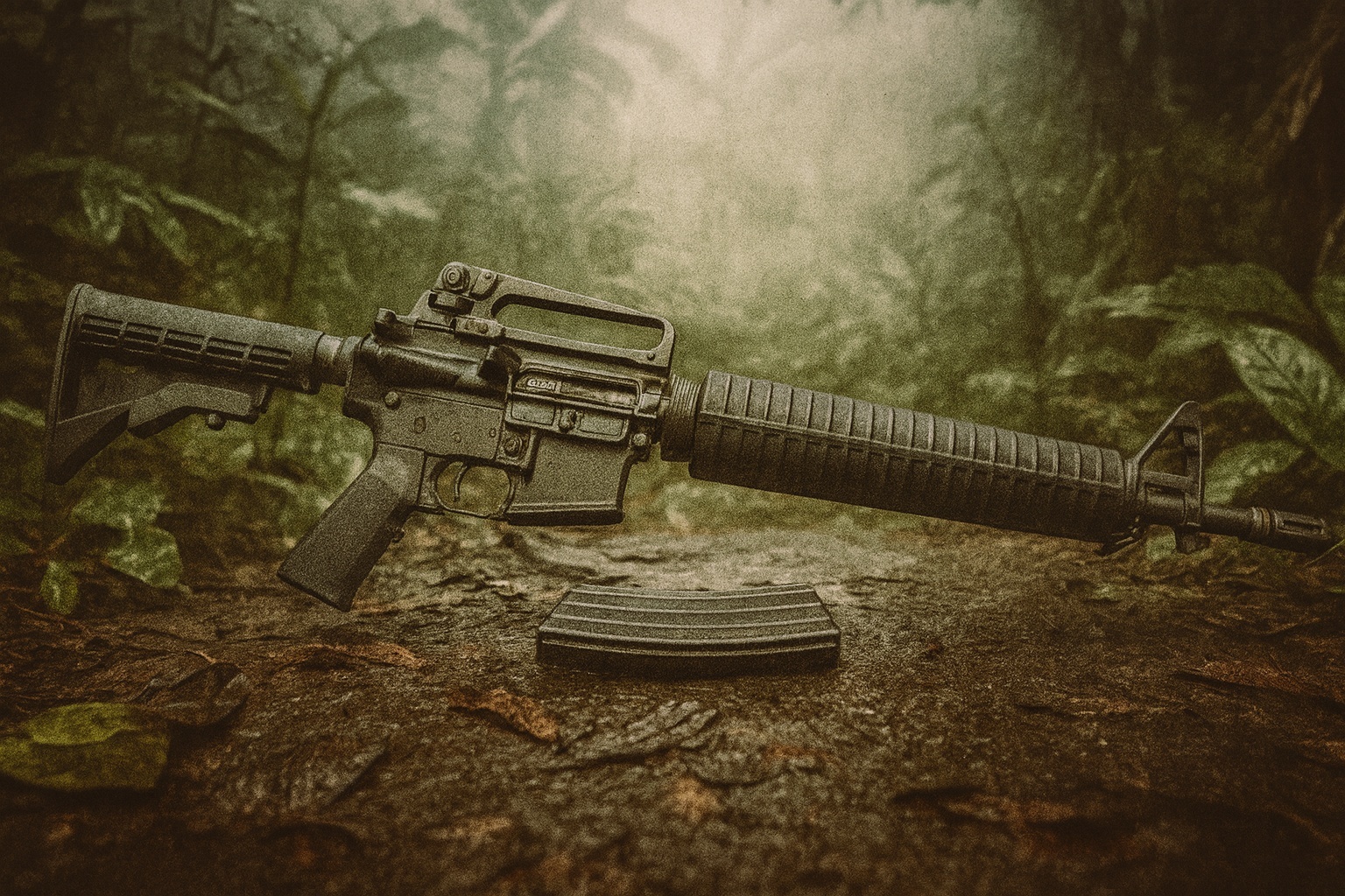 Recreated vintage image of modern dissipator in jungle