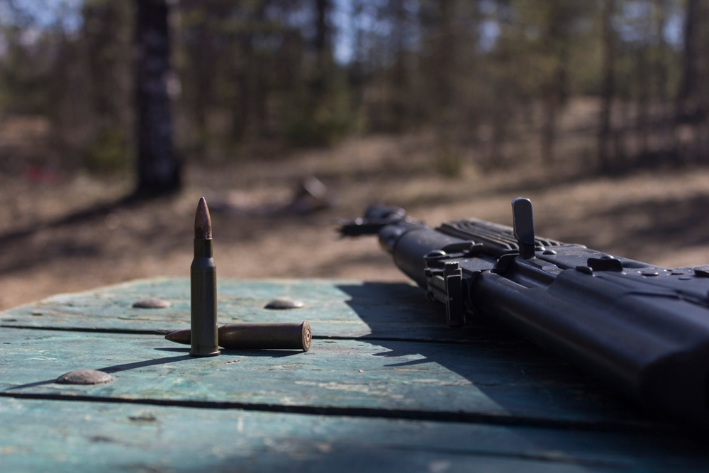 Ak on table at range