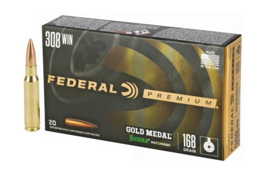 Federal Premium Gold Medal .308 Winchester 168gr Sierra MatchKing Boat Tail Hollow Point