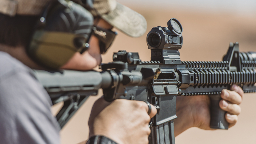 Shooting with Red dot on rifle