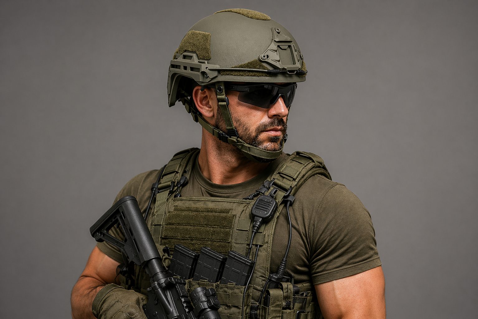 Male Model in tactical gear wearing HHV ATE II