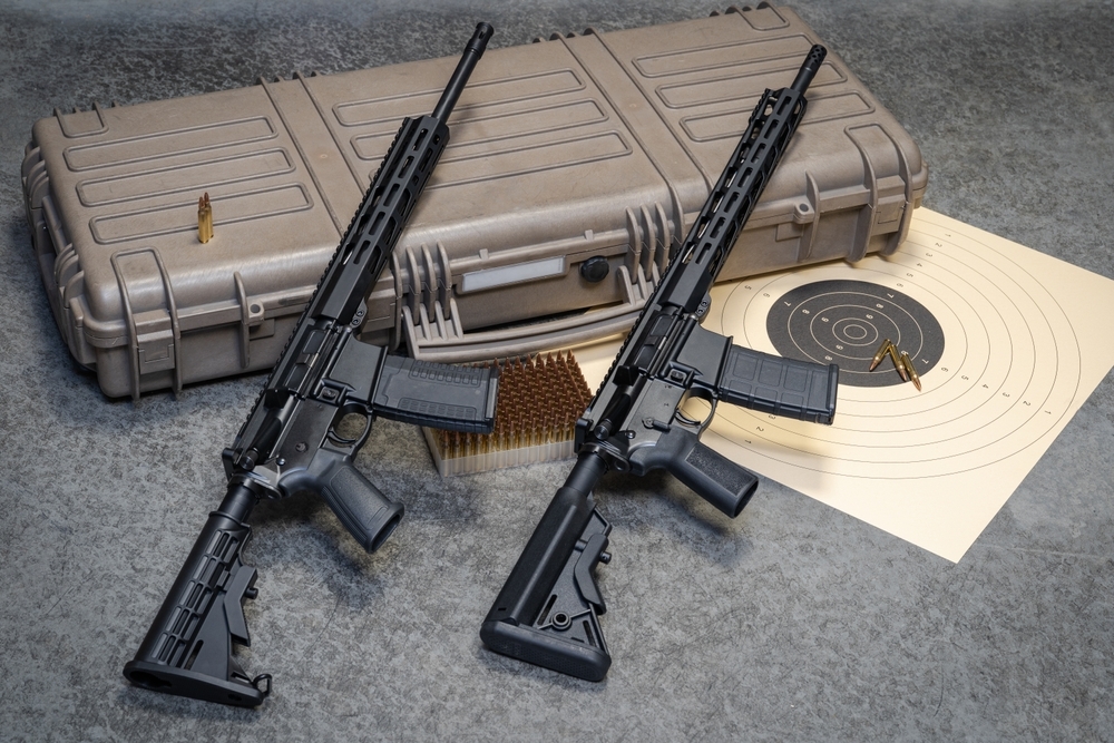 ARs on A Black Background with Target and case