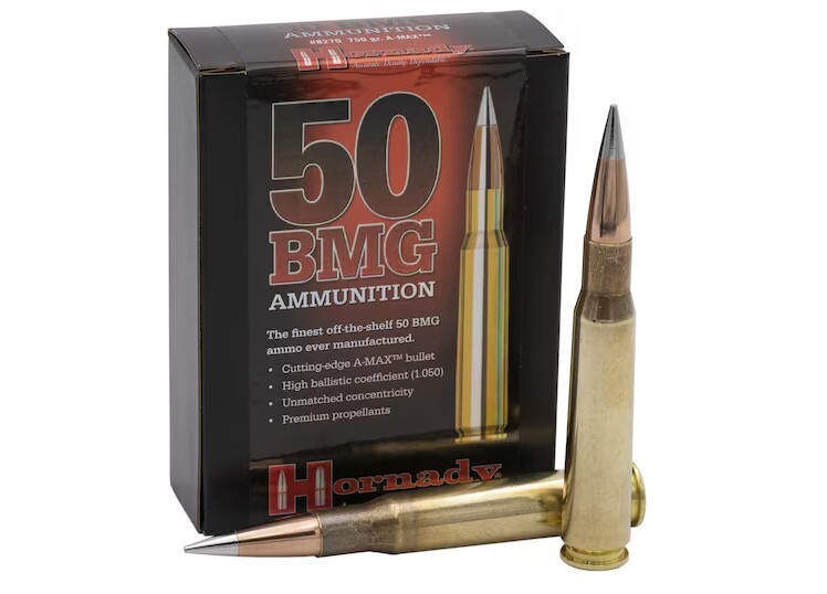 50 BMG Hornady A MAX ammo