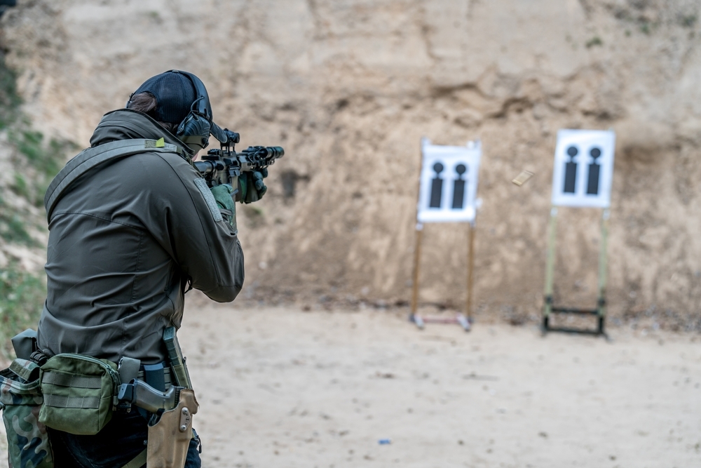 Shooter training at outdoor range