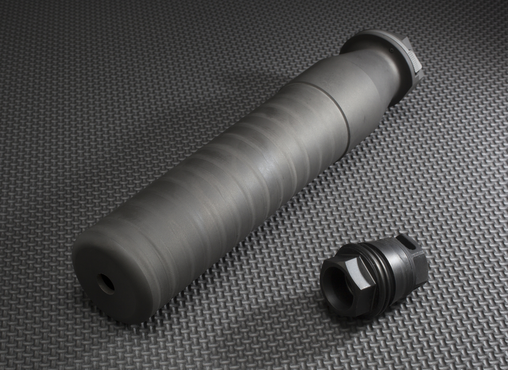 Suppressor and Muzzle device black background