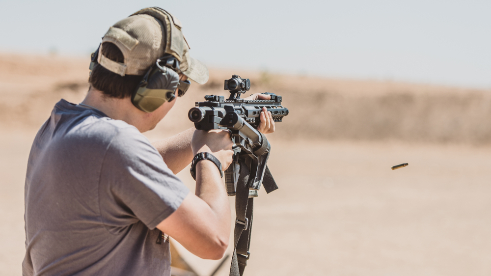Folding Stock Rifle on Range