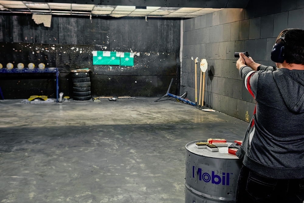 Shooting 9mm Handgun indoor range